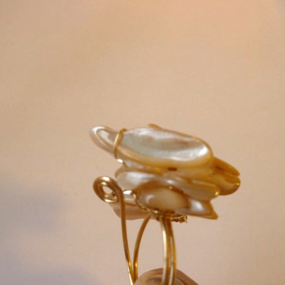 Pearl Mother Ring, Hand Made, Golden PearlRing - Picture 4 of 7